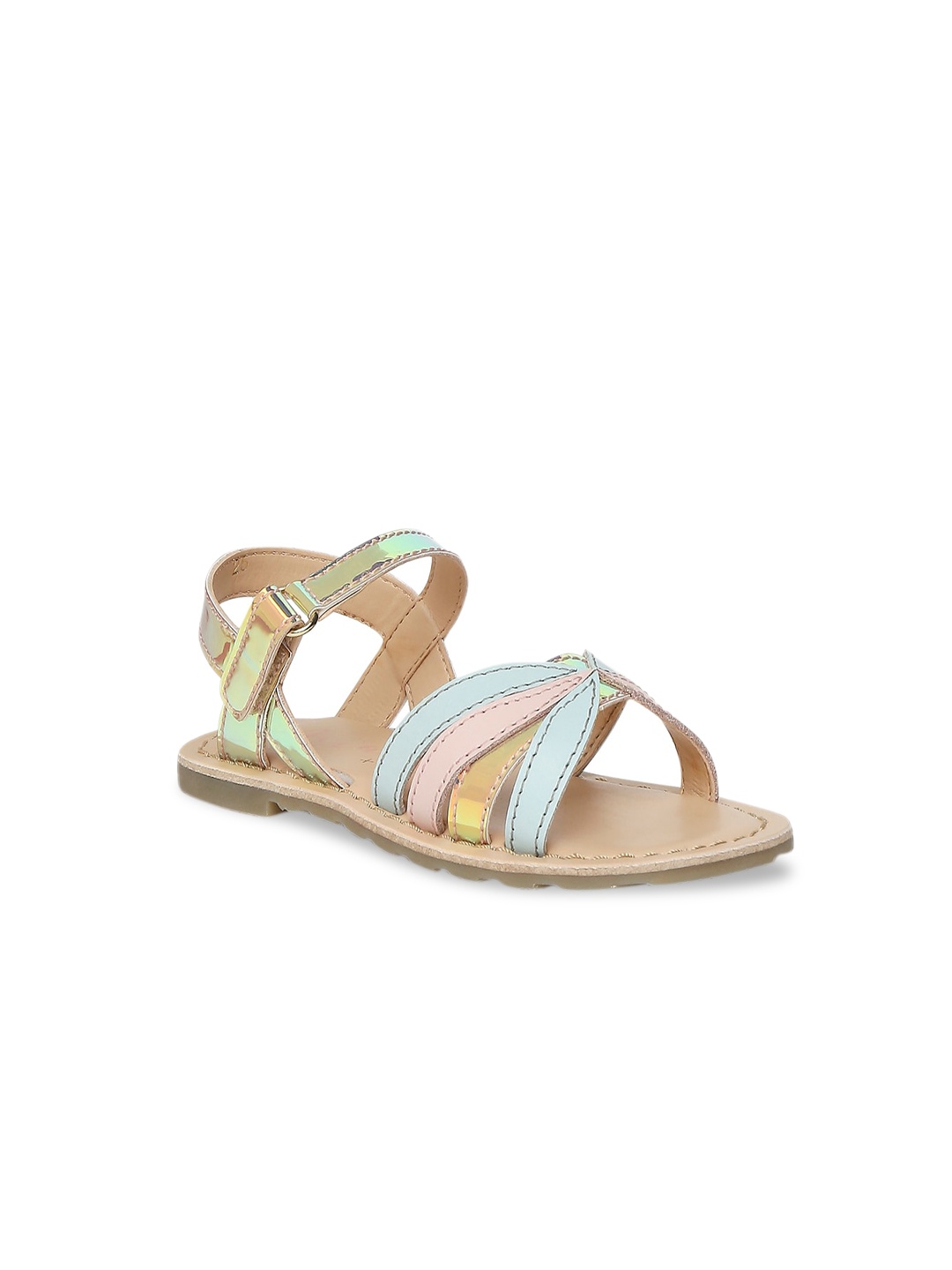 

Aria Nica Girls Multicoloured Colourblocked Suede Open Toe Flats, Multi