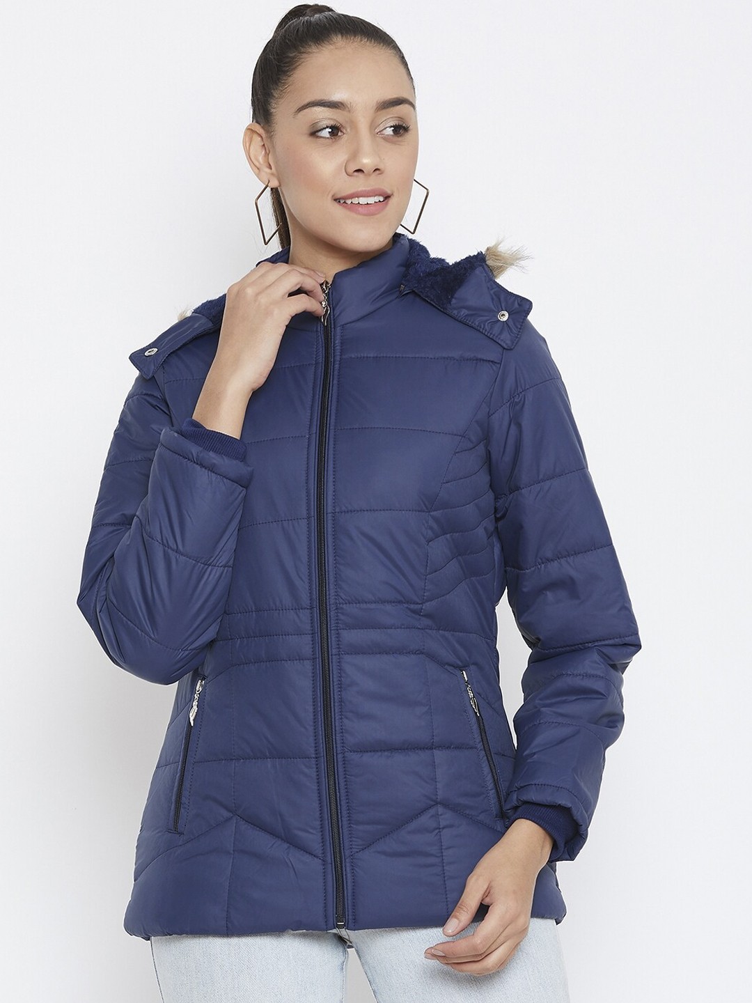 

Spirit Women Blue Solid Windcheater Parka