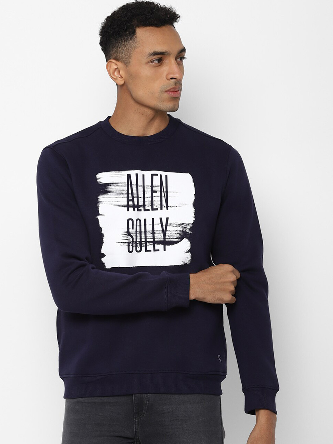

Allen Solly Men Navy Blue Printed Sweatshirt
