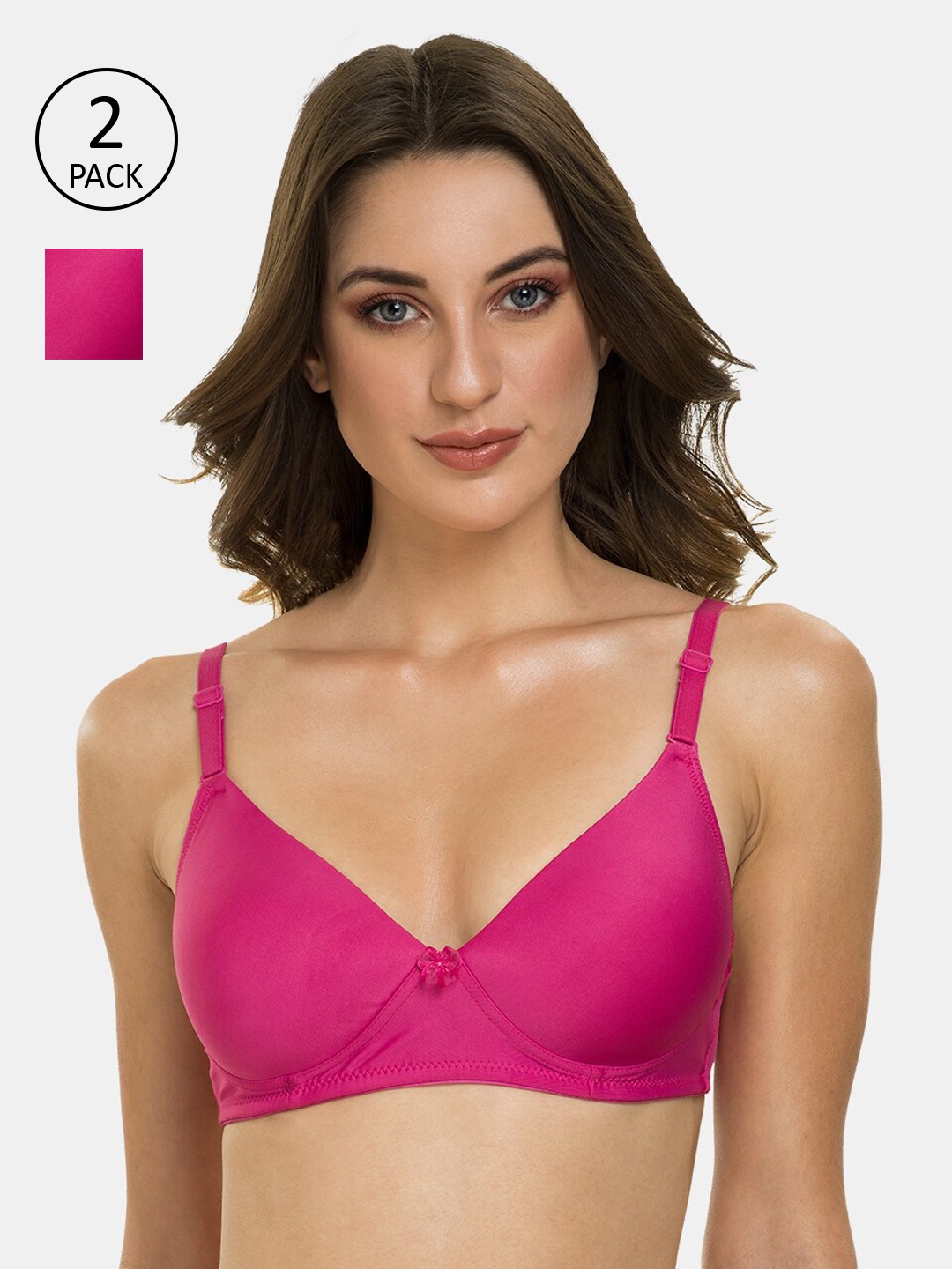 

Tweens Pack Of 2 Solid Non-Wired Lightly Padded Everyday Bra, Pink
