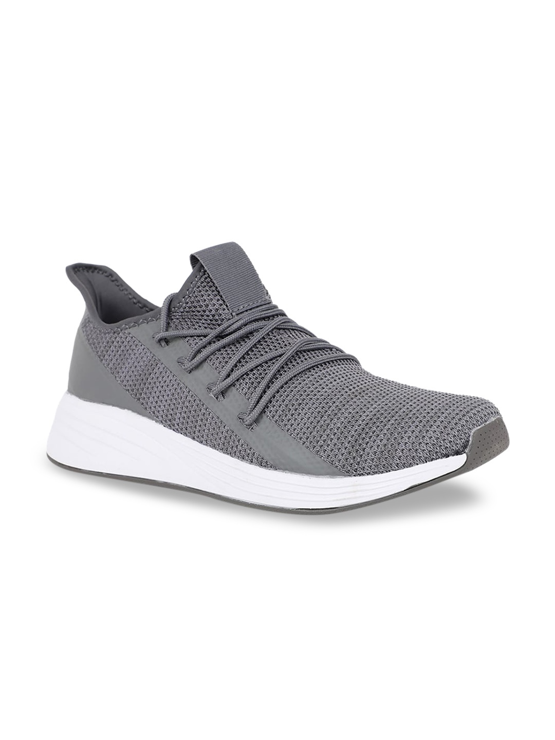 Bata Men Grey Woven Design Mid-Top Sneakers