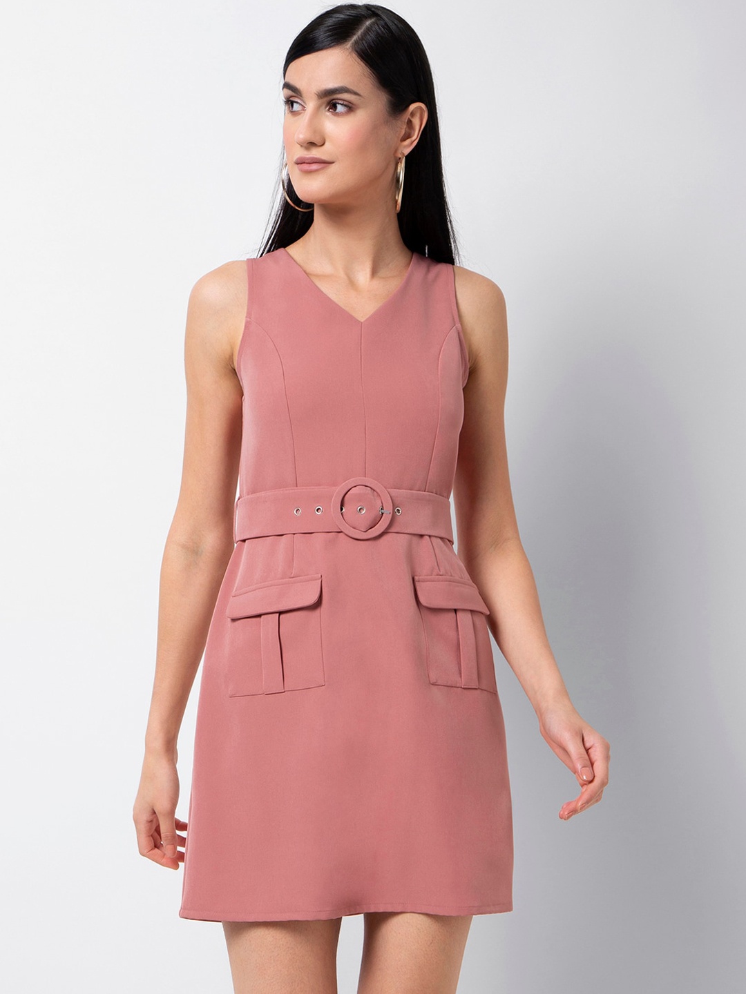 

FabAlley Women Pink Solid Sheath Dress