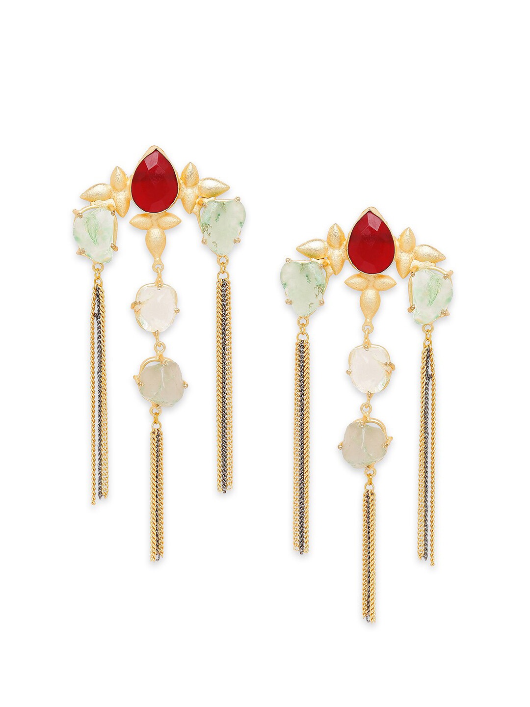 

Moon Dust Gold-Plated & Red Handcrafted Quirky Drop Earrings