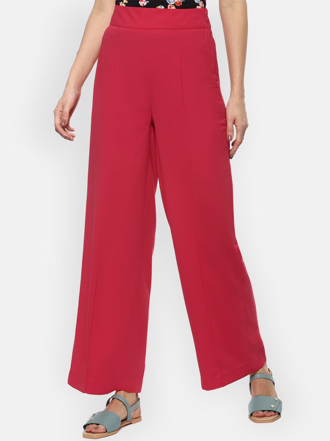 

Van Heusen Woman Red Regular Fit Solid Parallel Trousers