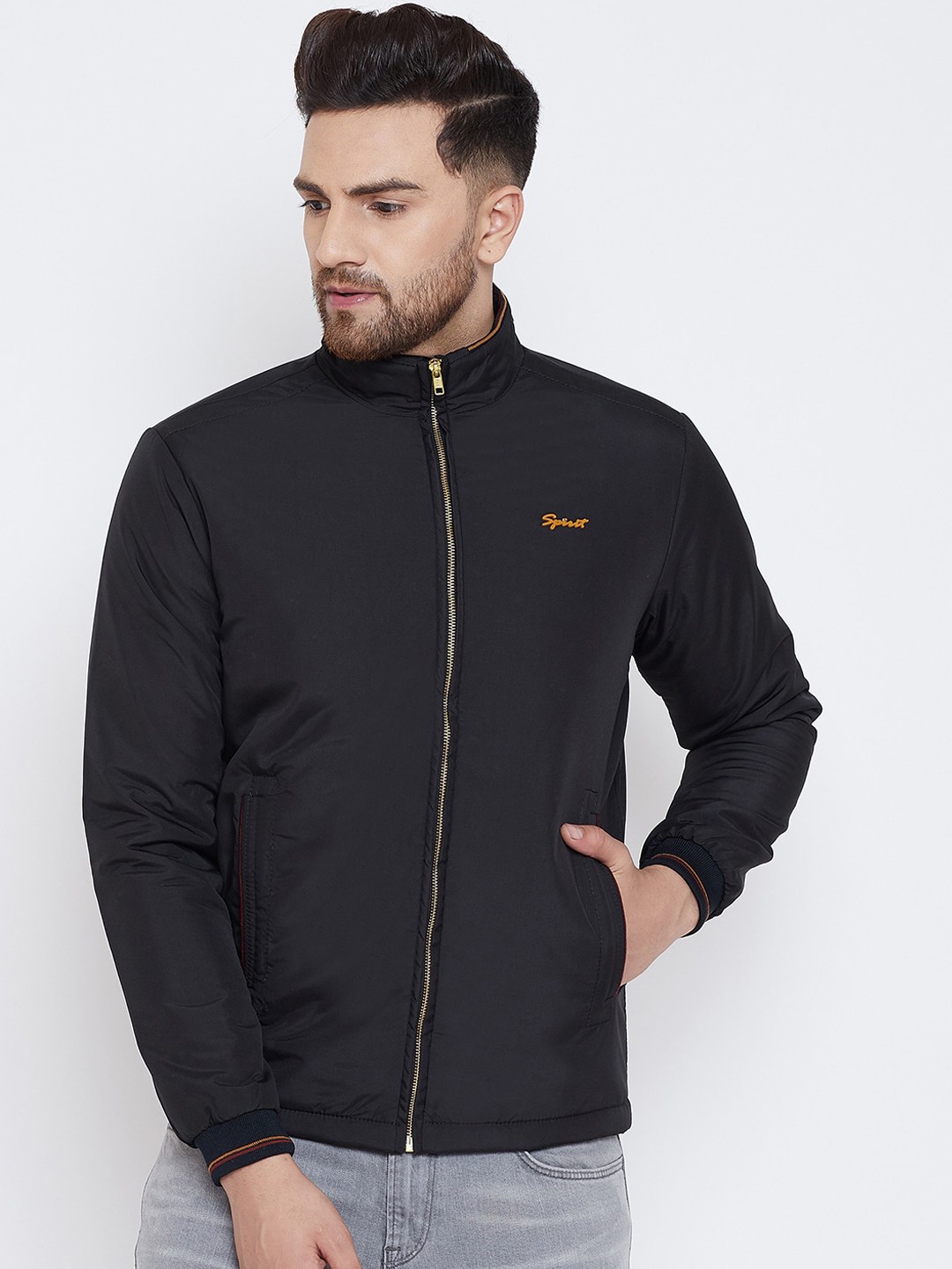 

Spirit Men Black Solid Windcheater Sporty Jacket