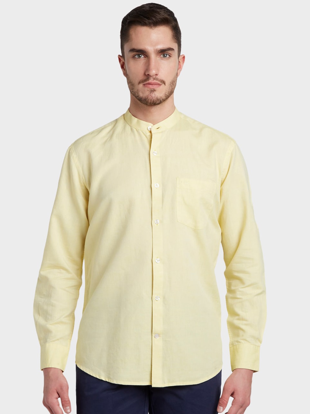

ColorPlus Men Yellow Tailored Fit Solid Casual Shirt