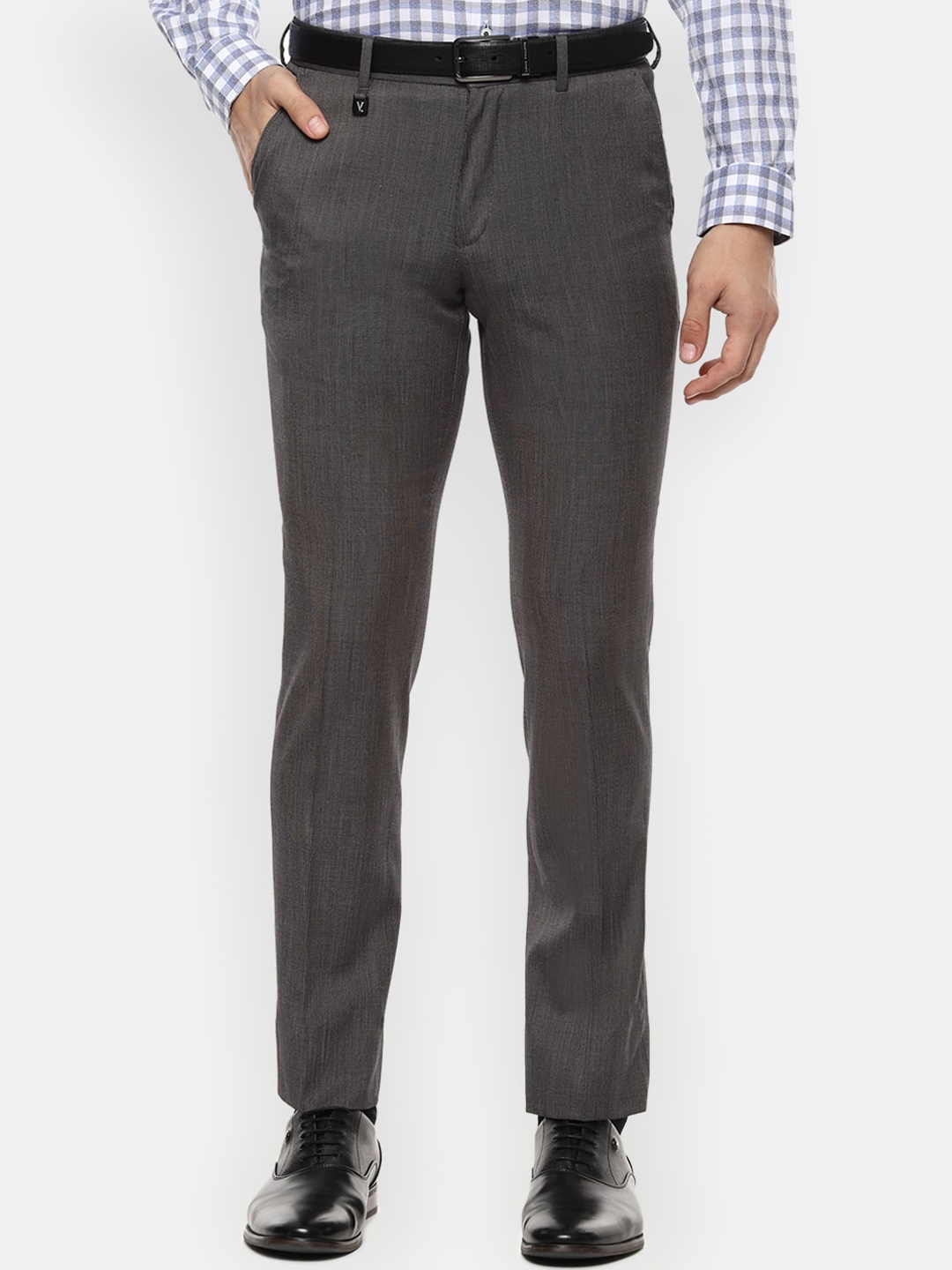 

V Dot Men Grey Skinny Fit Solid Formal Trousers