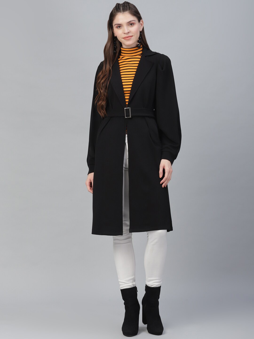 Athena Women Black Solid Tie-Up Shrug
