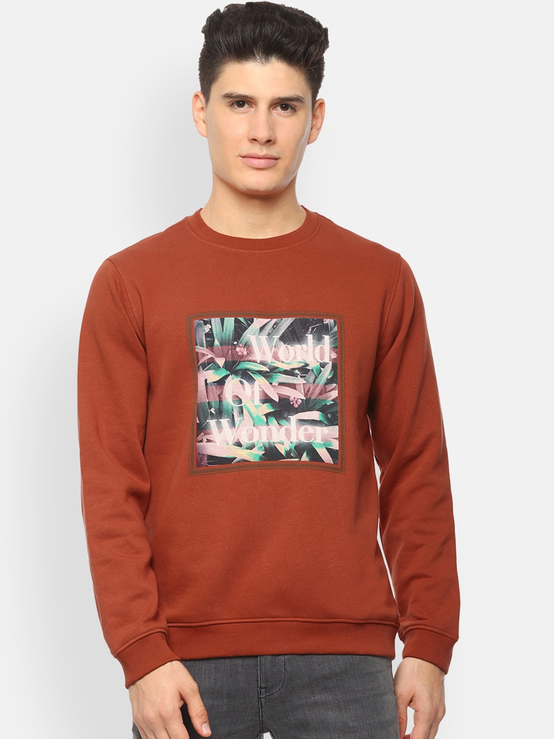 

V Dot Men Maroon & Off-White Printed Sweatshirt