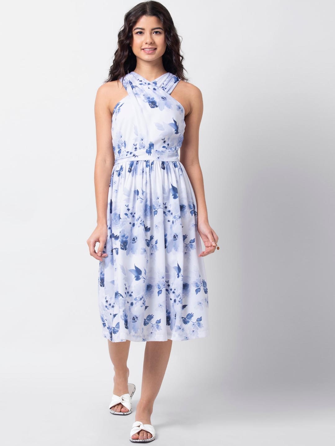 

FabAlley Women Blue Dyed Fit and Flare Dress