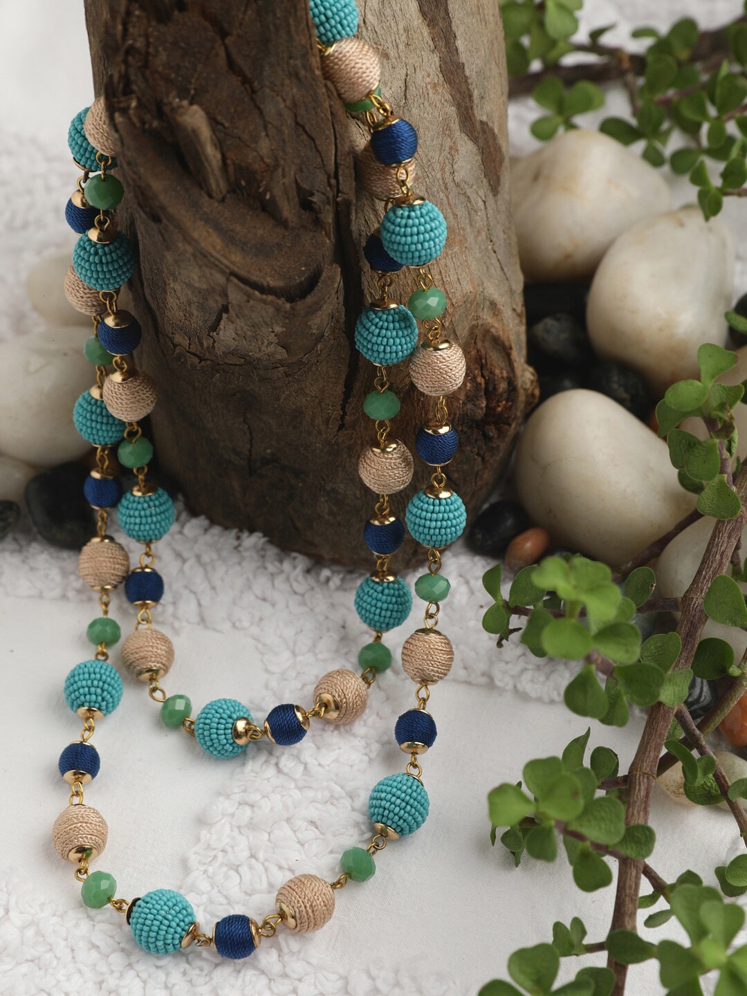 

STREET 9 Women Blue & Pink Pastel Ball & Bead Necklace