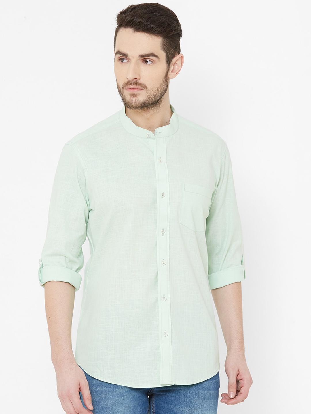 

EVOQ Men Green Comfort Regular Fit Solid Casual Shirt