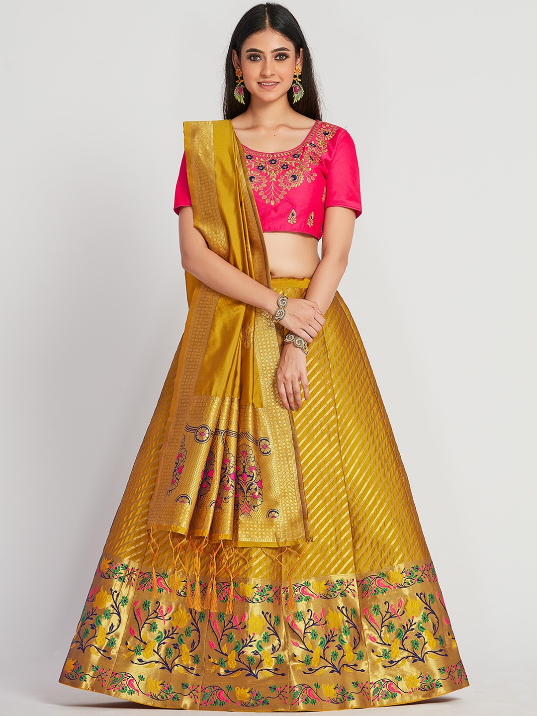 

MIMOSA Multicoloured Semi-Stitched Lehenga & Blouse with Dupatta, Multi