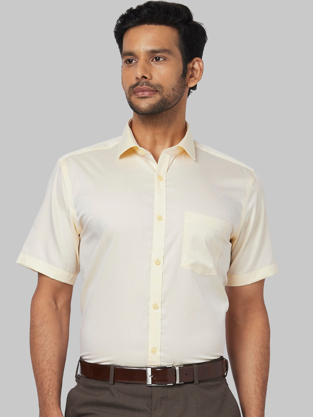 

Park Avenue Men Yellow Regular Fit Solid Casual Shirt