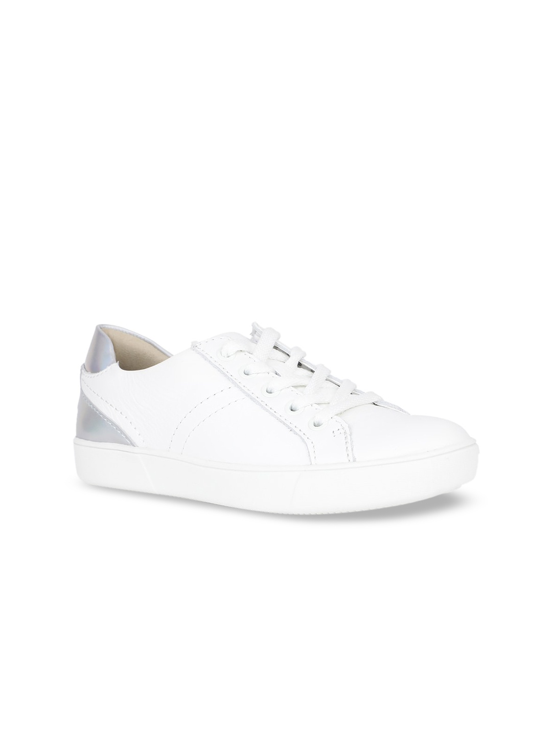 

Naturalizer Women White & Grey Colourblocked Leather Sneakers