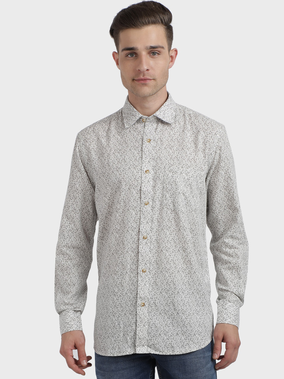 

ColorPlus Men Grey Classic Regular Fit Printed Casual Shirt