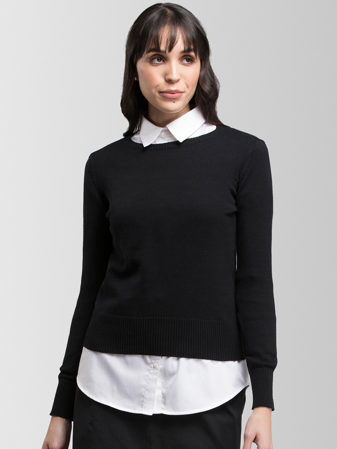 

FableStreet Women Black Solid Pullover Sweater