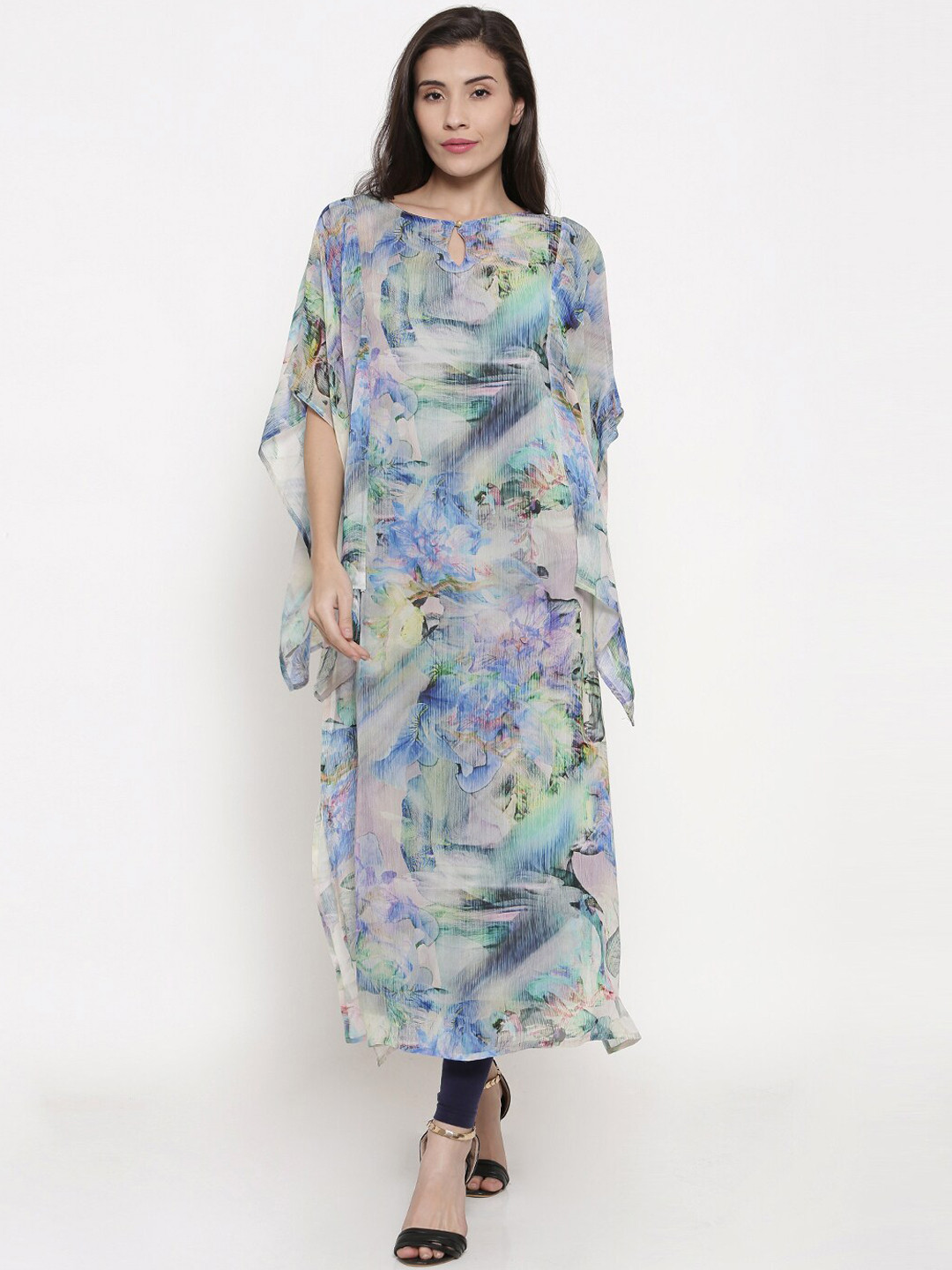 

The Kaftan Company Women Grey & Blue Printed Kaftan Kurta