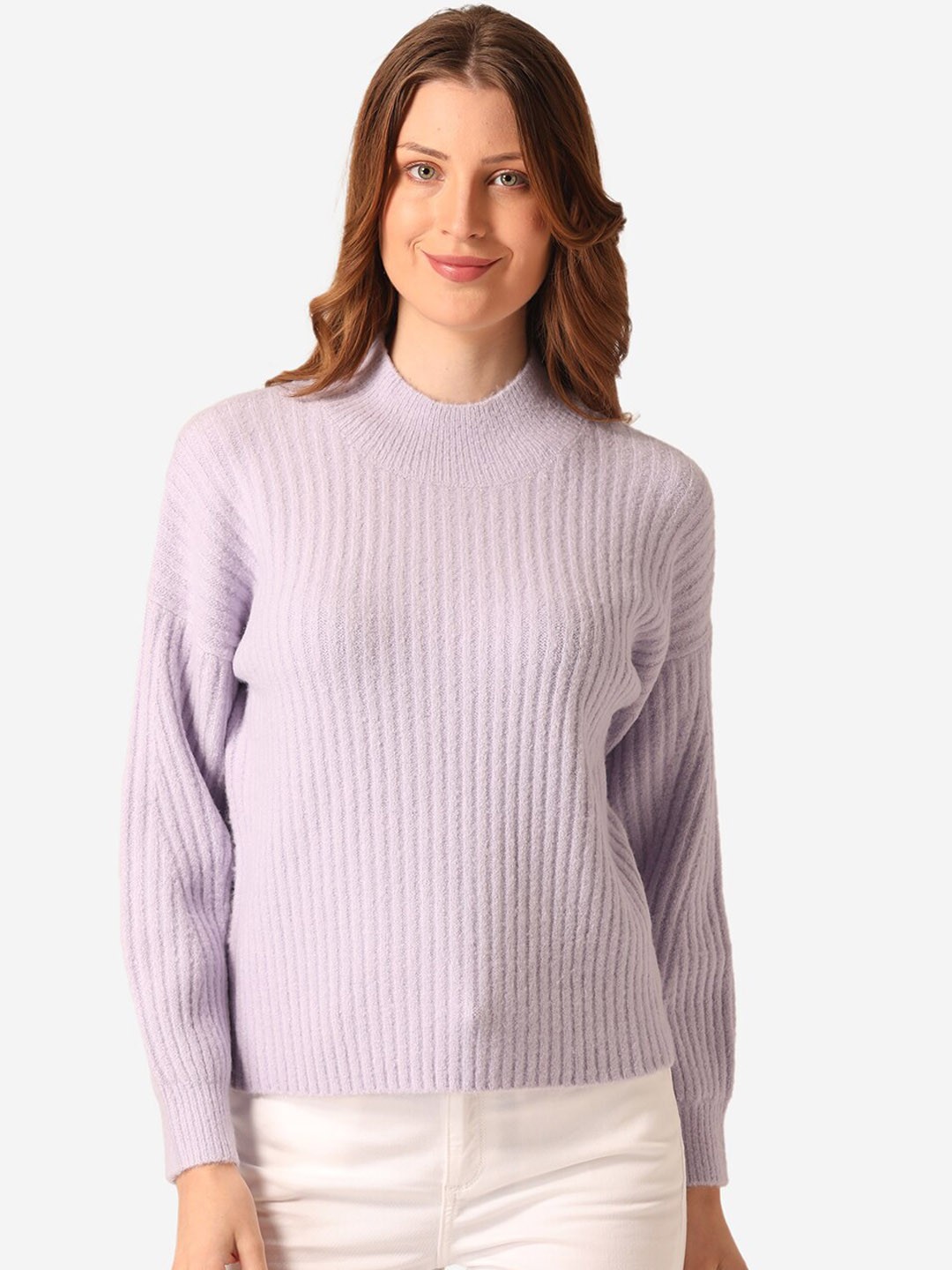 

Mode by Red Tape Women Purple Self Design Sweater