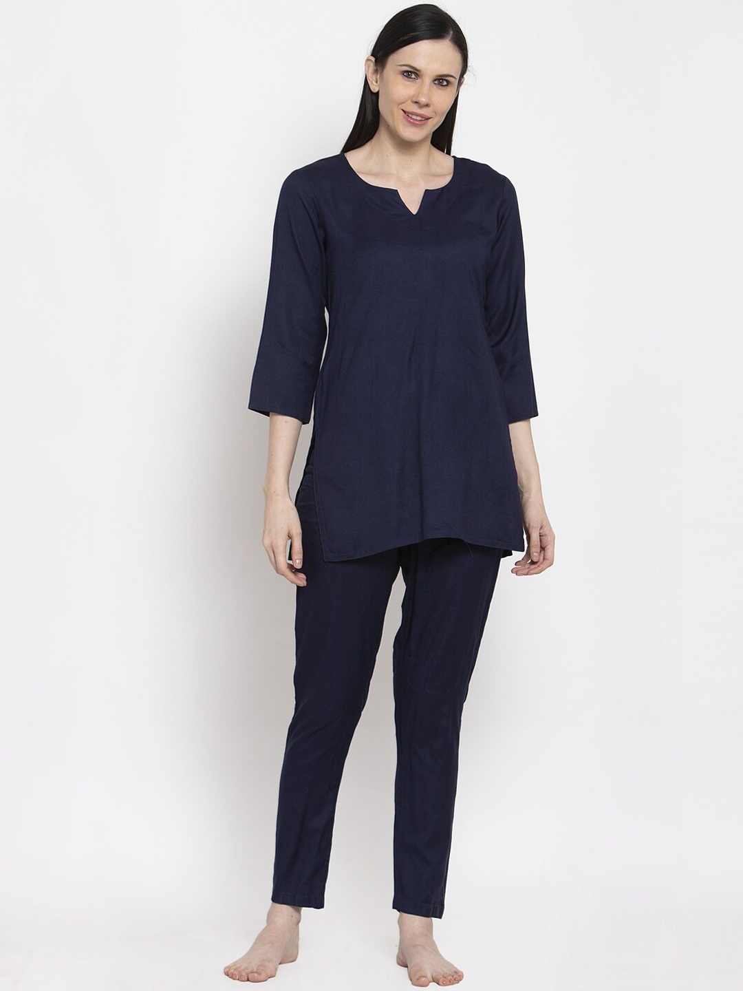 

DUGRI BE THE ONE Women Blue Solid Top with Trousers