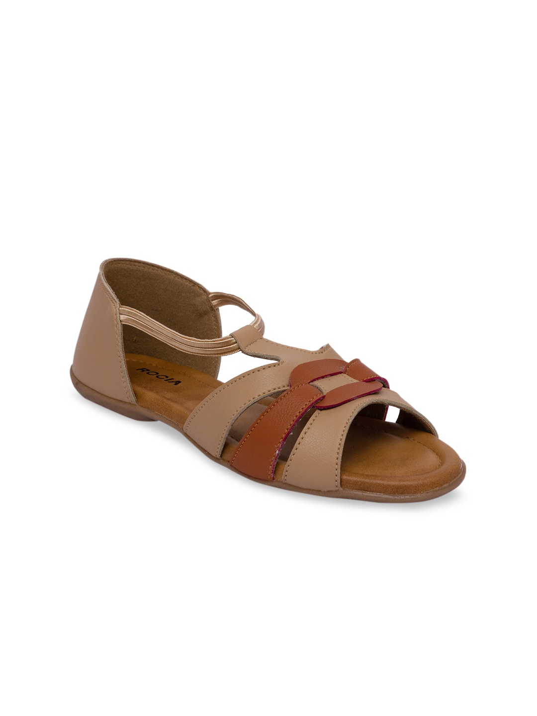 

Rocia Women Beige Colourblocked Open Toe Flats