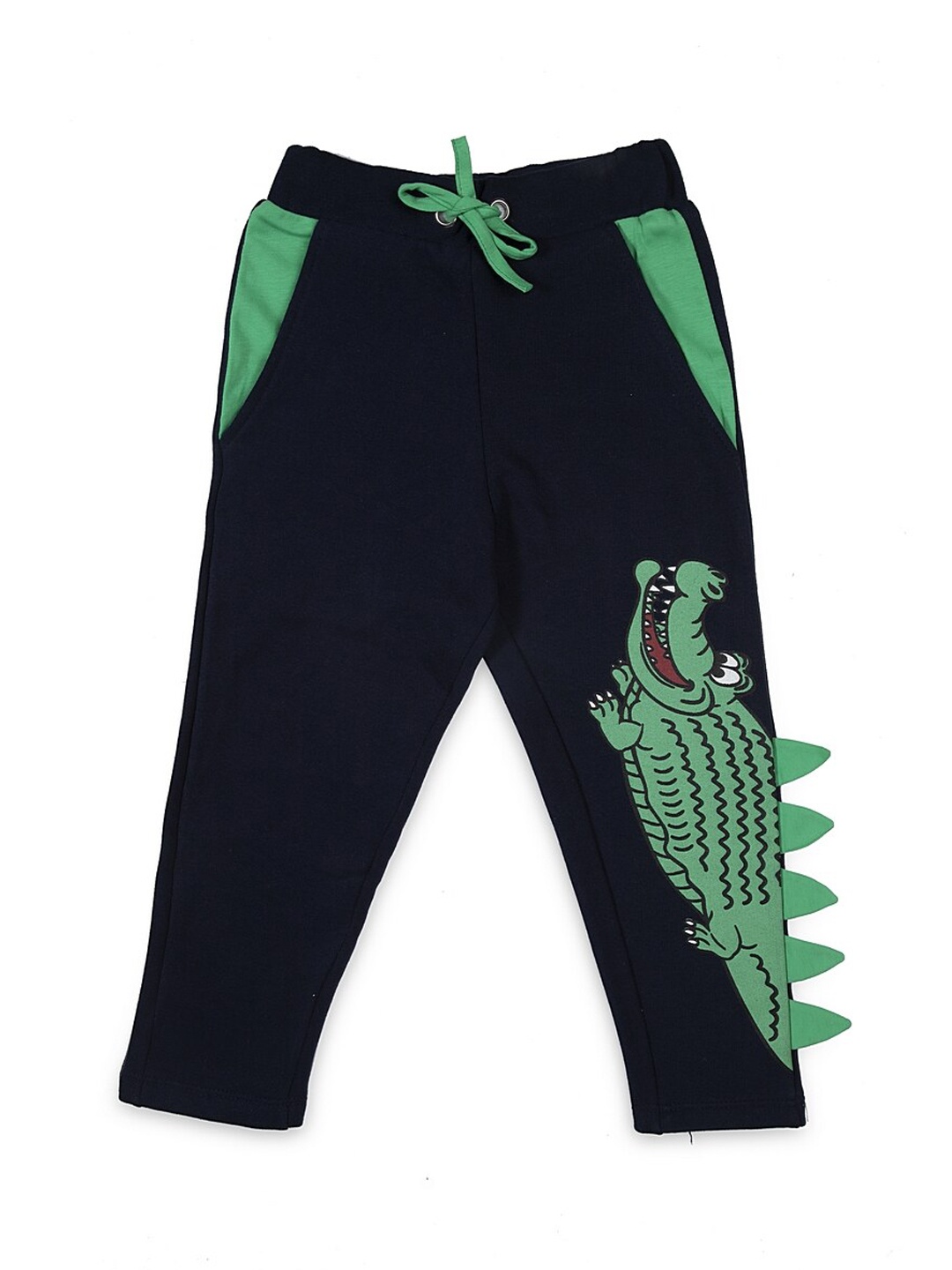 

Lazy Shark Boys Navy Appliqued Straight-Fit Track Pants, Navy blue