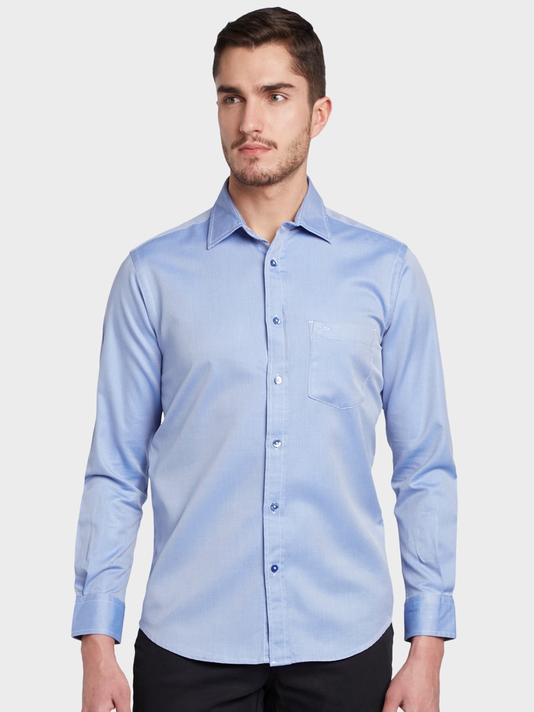 

ColorPlus Men Blue Tailored Fit Solid Casual Shirt