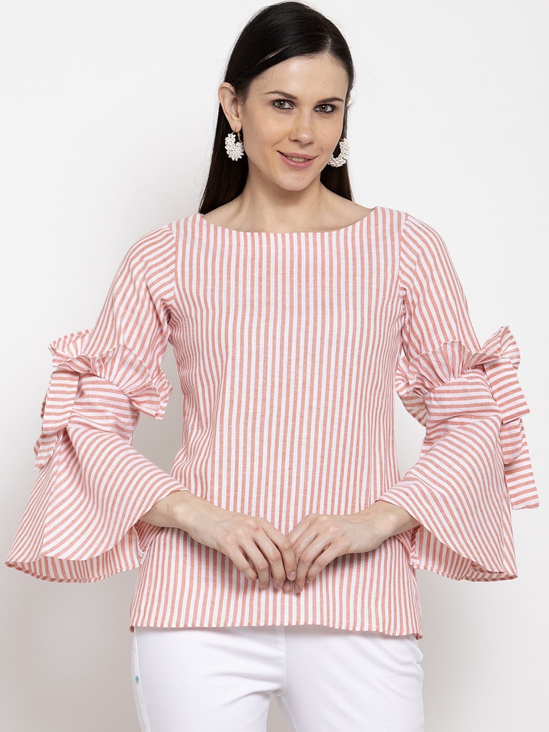 

DUGRI BE THE ONE Women Pink Striped Top