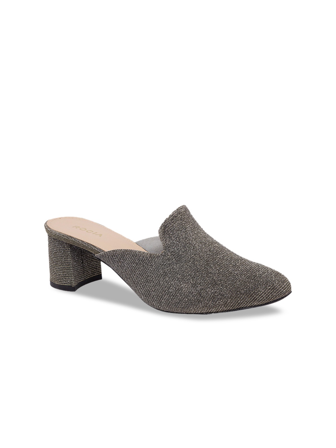 

Rocia Women Gunmetal-Toned Solid Mules, Metallic