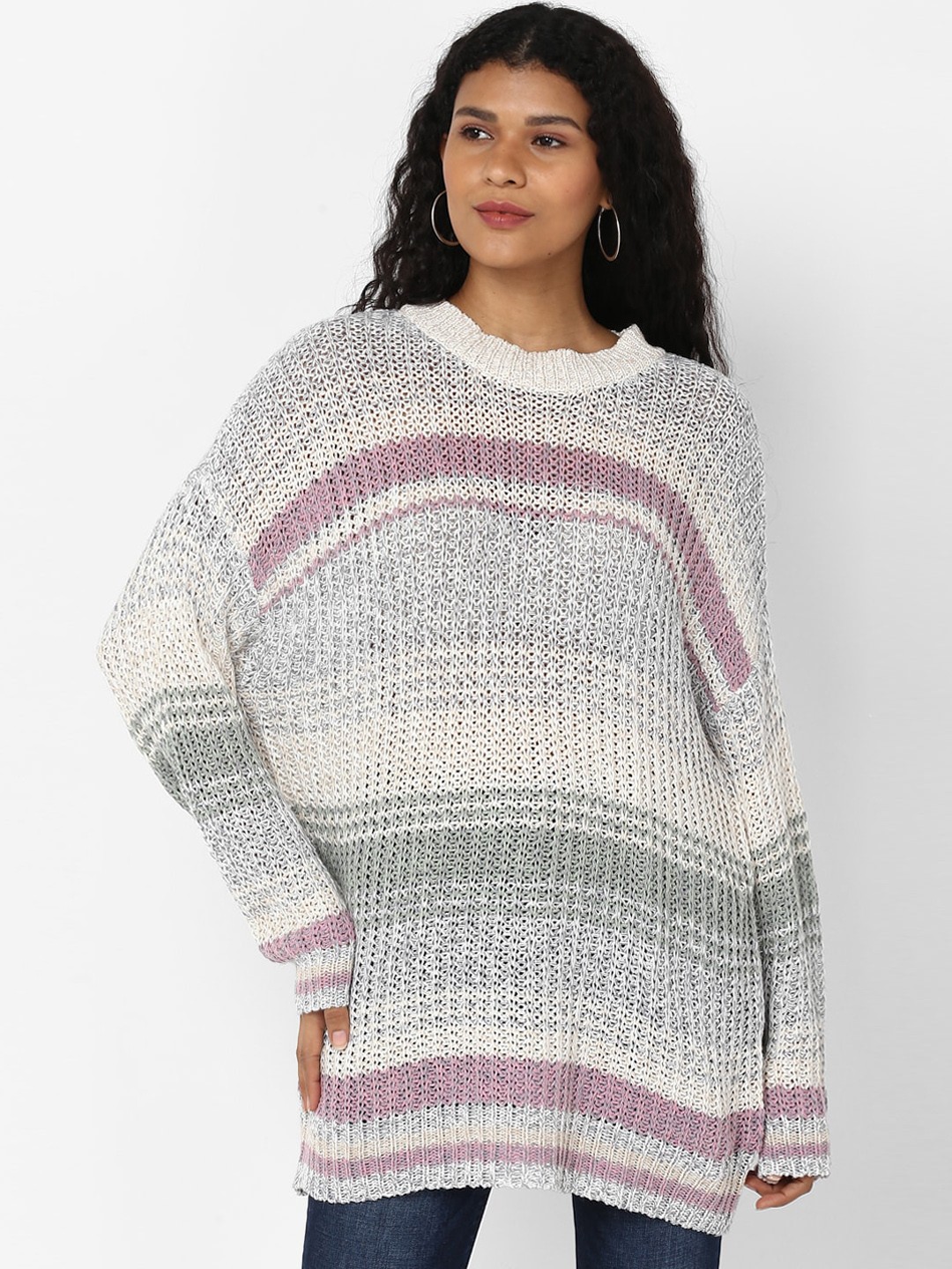 

AMERICAN EAGLE OUTFITTERS Women Multicoloured Striped Pullover Sweater, Multi