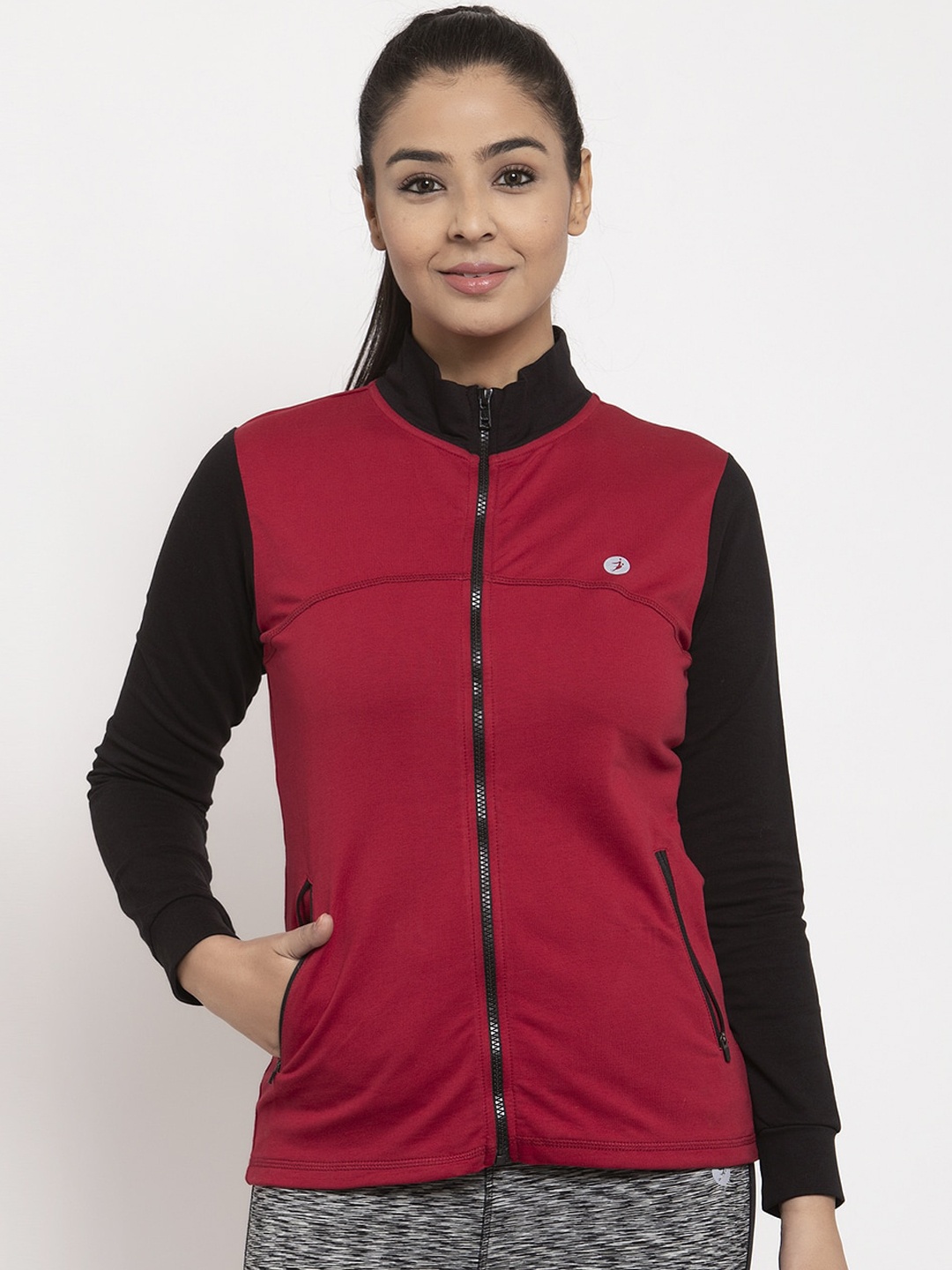 

BUKKUM Women Maroon Solid Sweatshirt