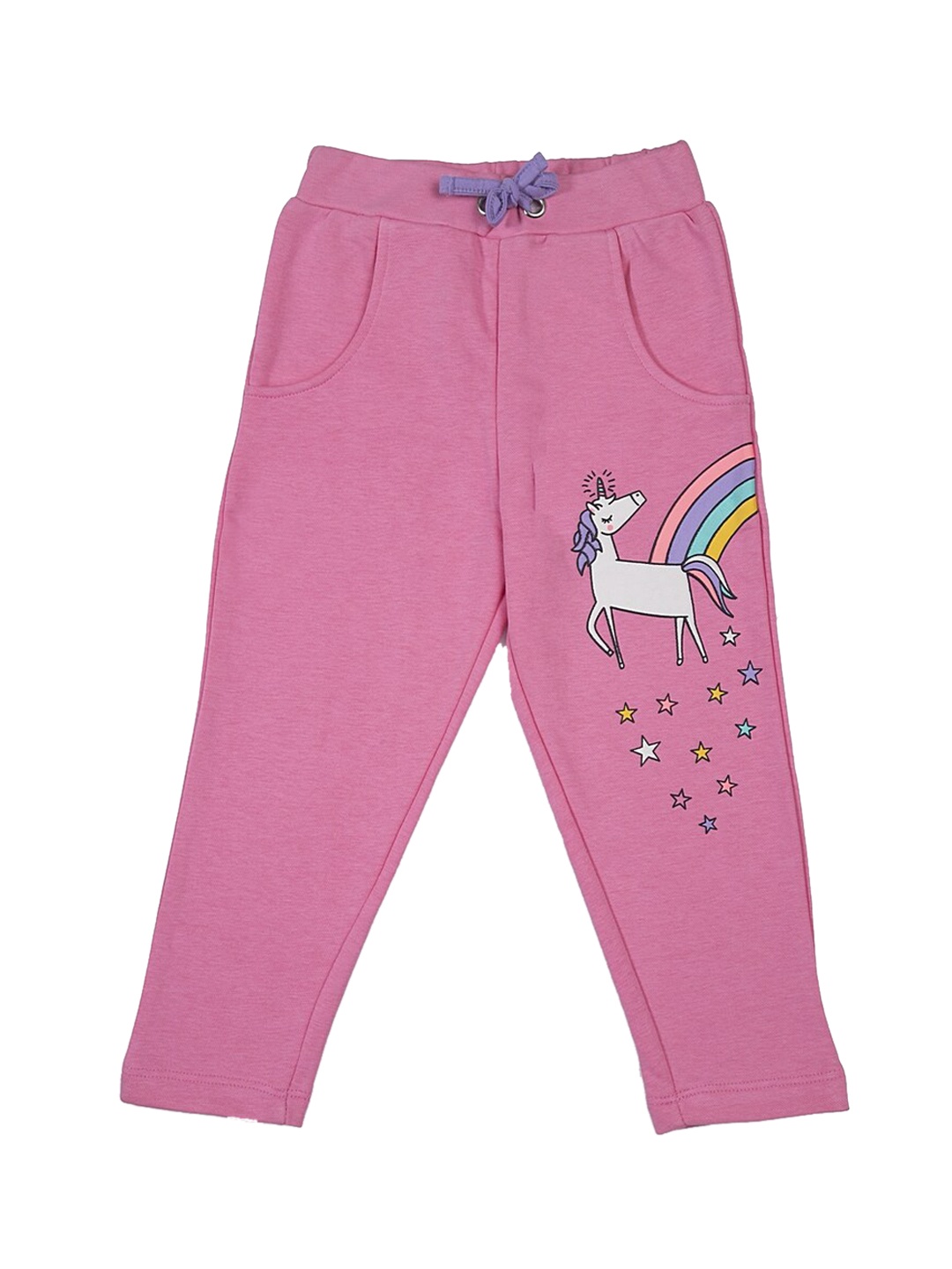 

Lazy Shark Girls Pink & White Printed Straight-Fit Joggers