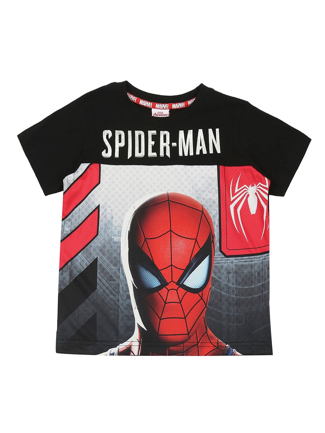 Marvel Boys Black Printed Round Neck T-shirt