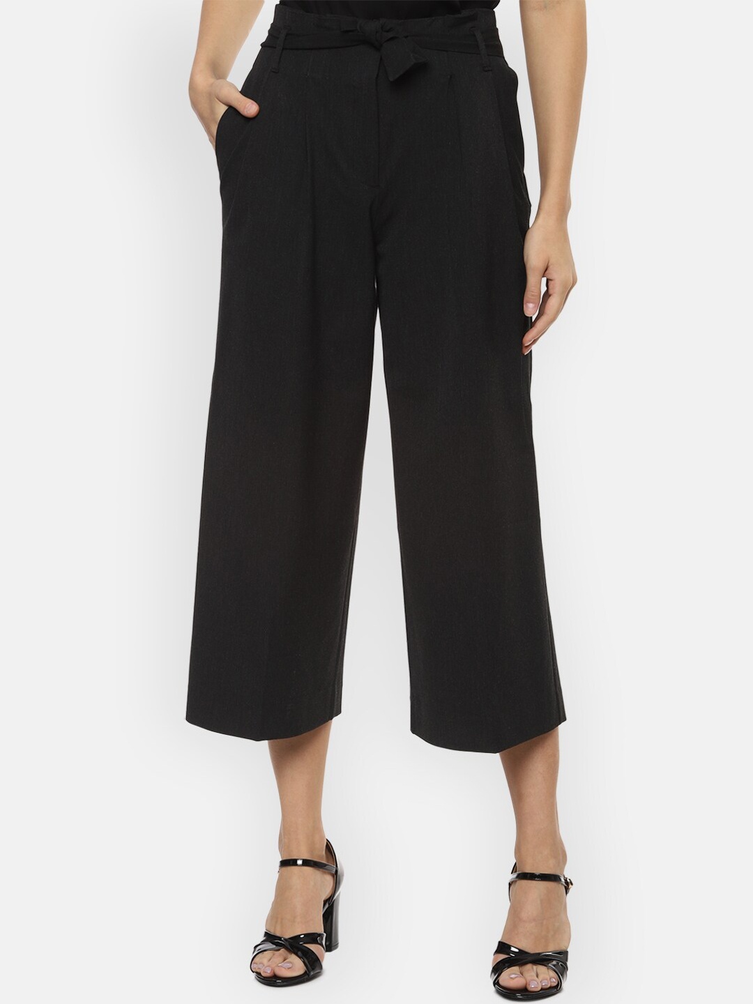 

Van Heusen Woman Women Black Regular Fit Solid Culottes