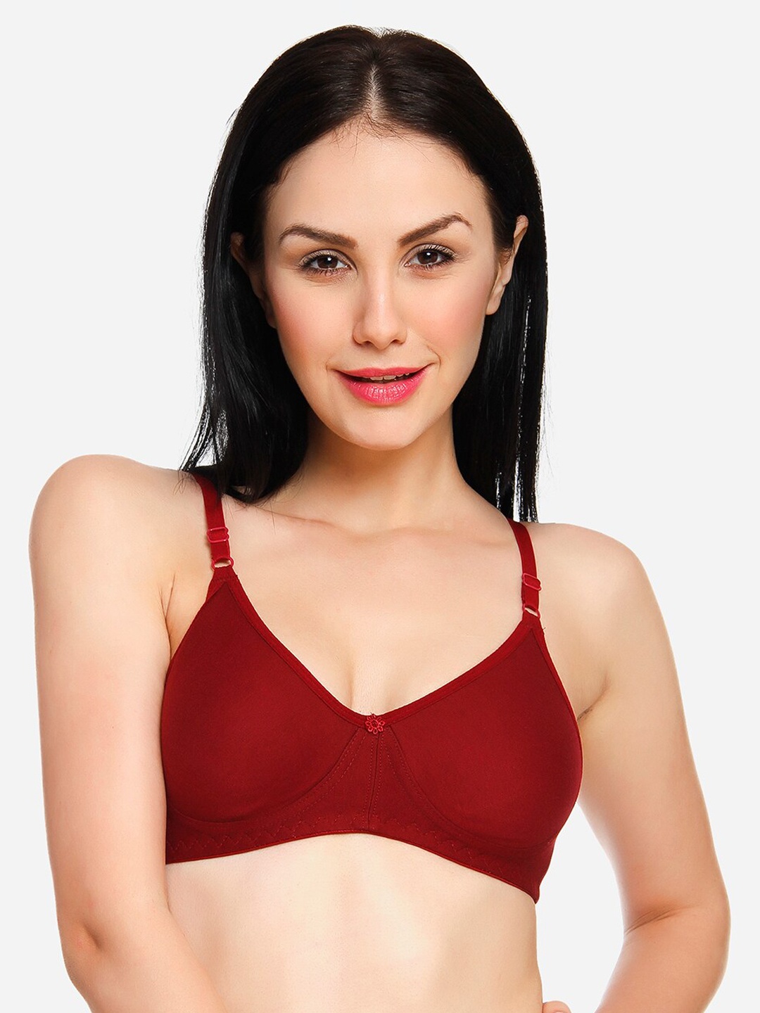 

Innocence Maroon Solid Underwired Non Padded T-shirt Bra BBAPLIN36471