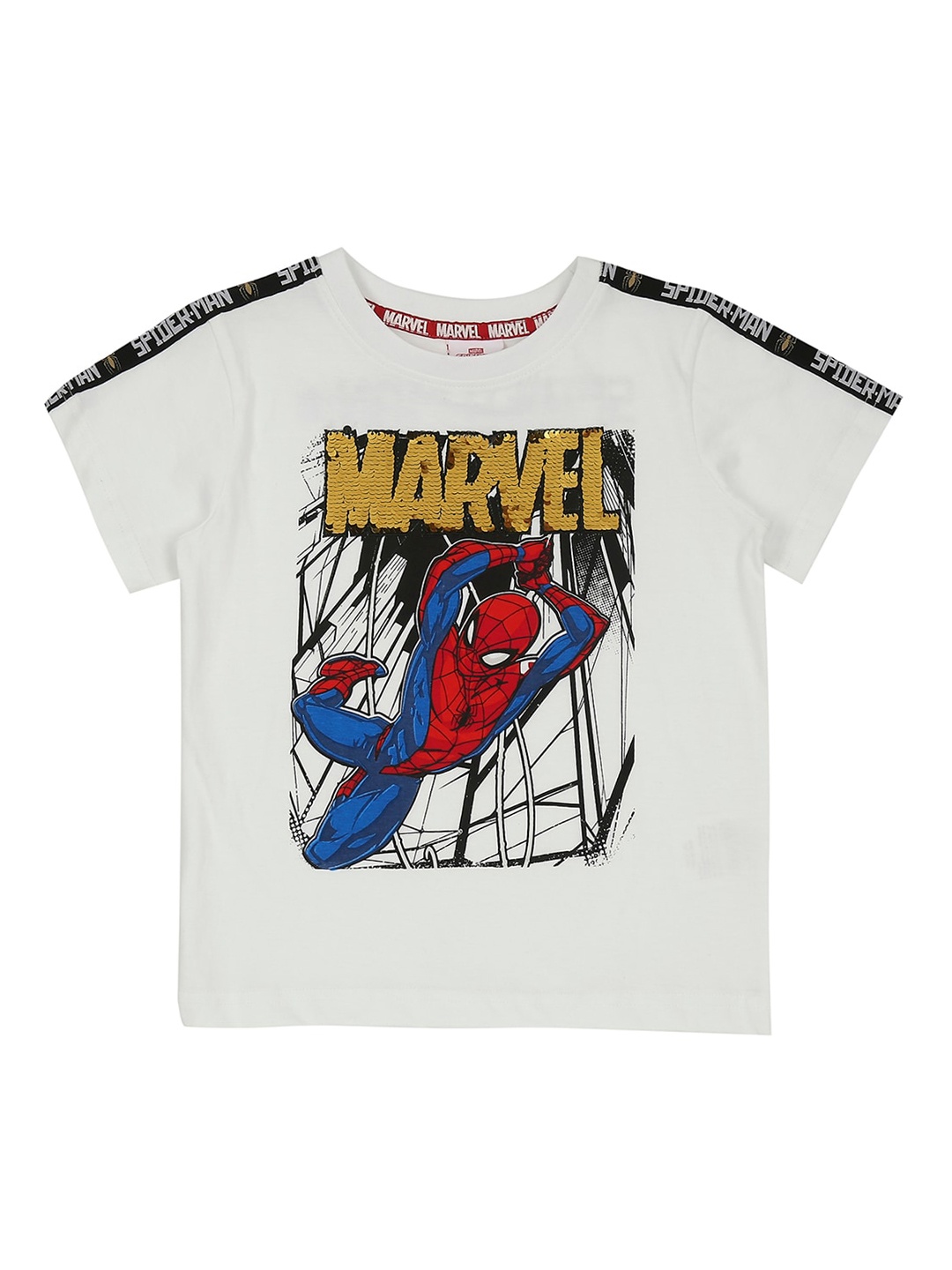 

Marvel Boys White Printed Round Neck T-shirt