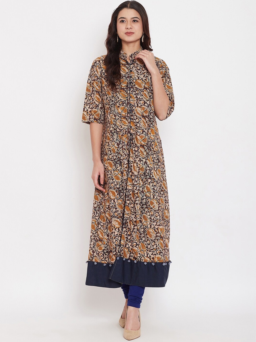 

The Kaftan Company Women Brown & Black Printed Anarkali Kurta