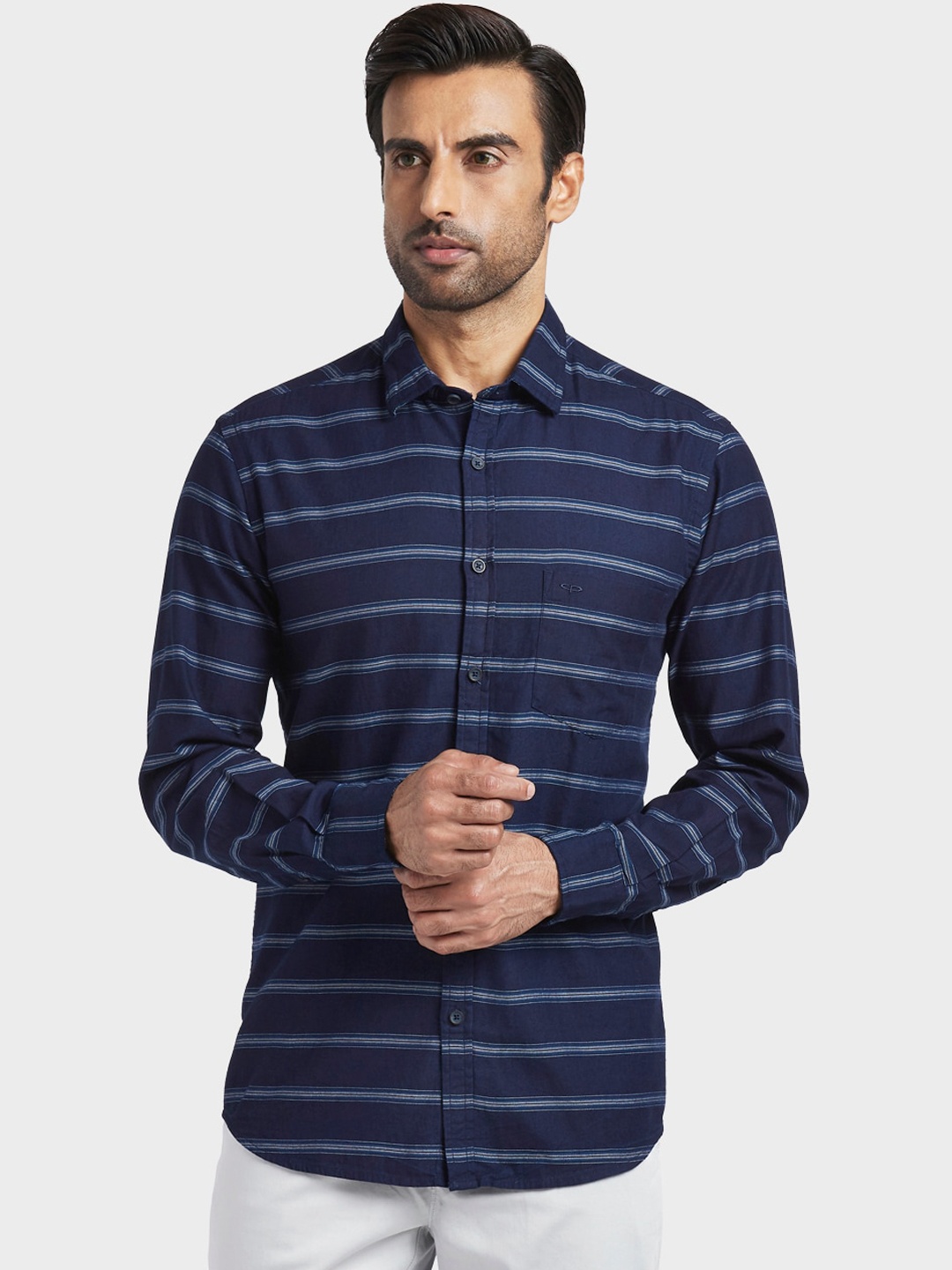

ColorPlus Men Blue Regular Fit Striped Casual Shirt