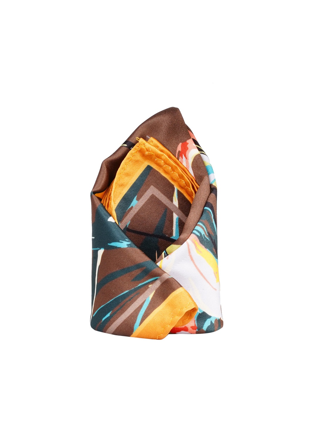 Tossido Yellow & Brown Printed Pocket Square