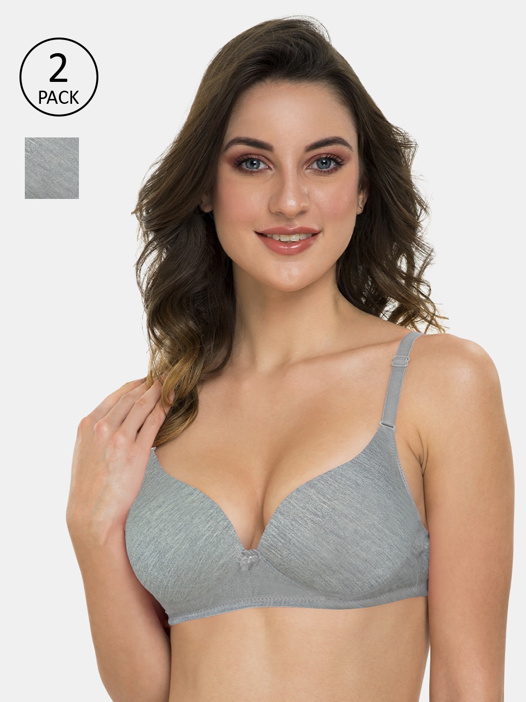 

Tweens Grey Solid Pack of 2 Everyday Bra TLW-2PC-335-GRY-28B
