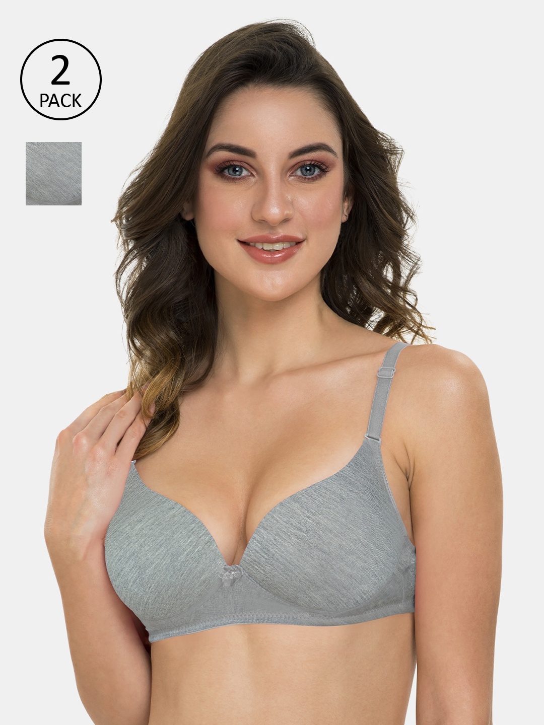

Tweens Grey Solid Underwired Lightly Padded Everyday Bra