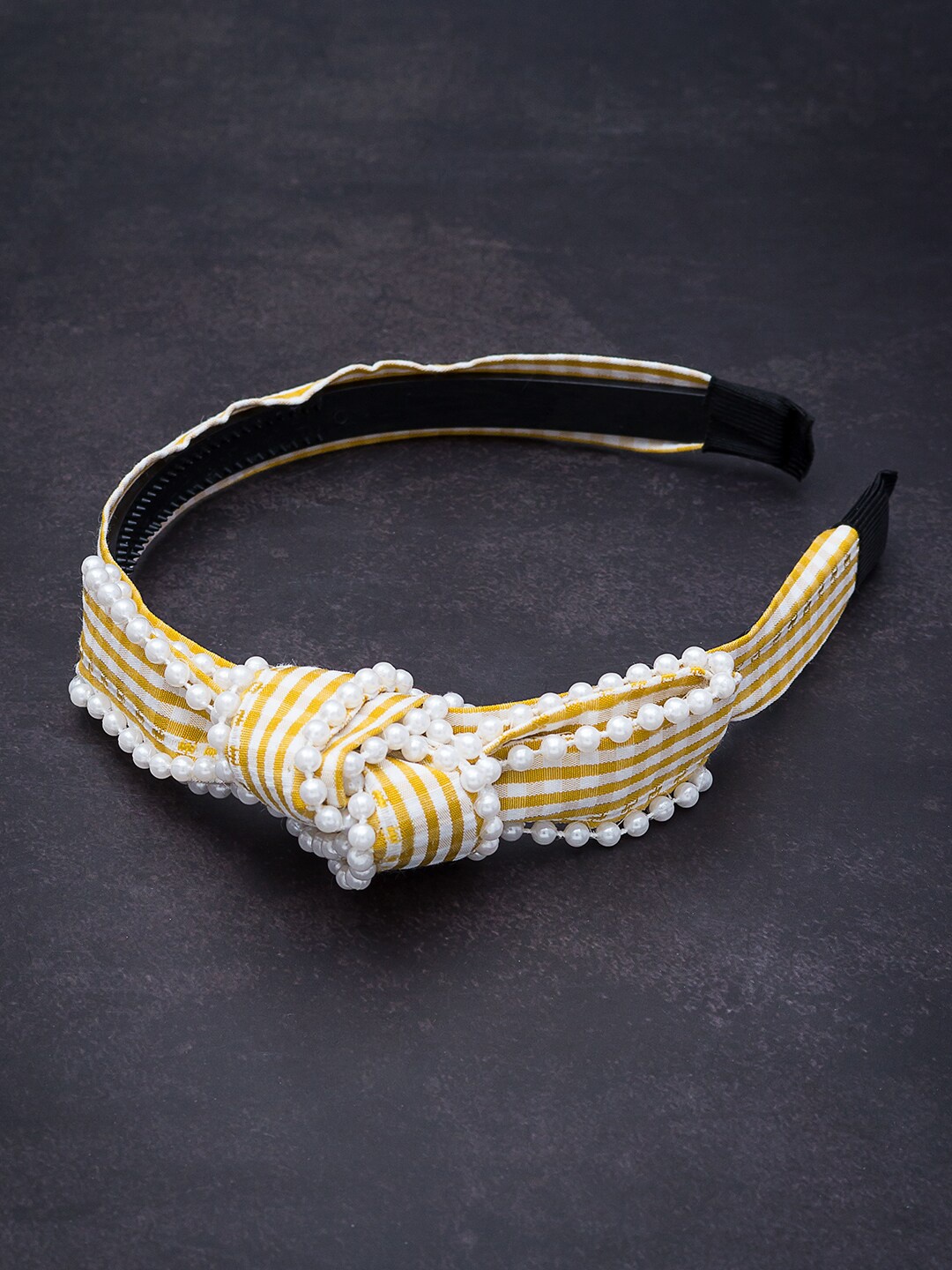 

Golden Peacock Yellow Beaded Hairband
