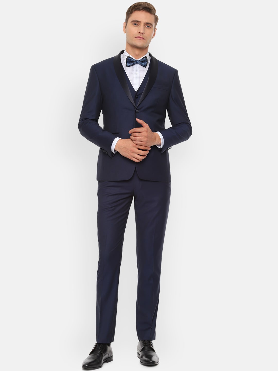 

Louis Philippe Men Navy Blue Solid Slim-Fit Three Piece Formal Suit