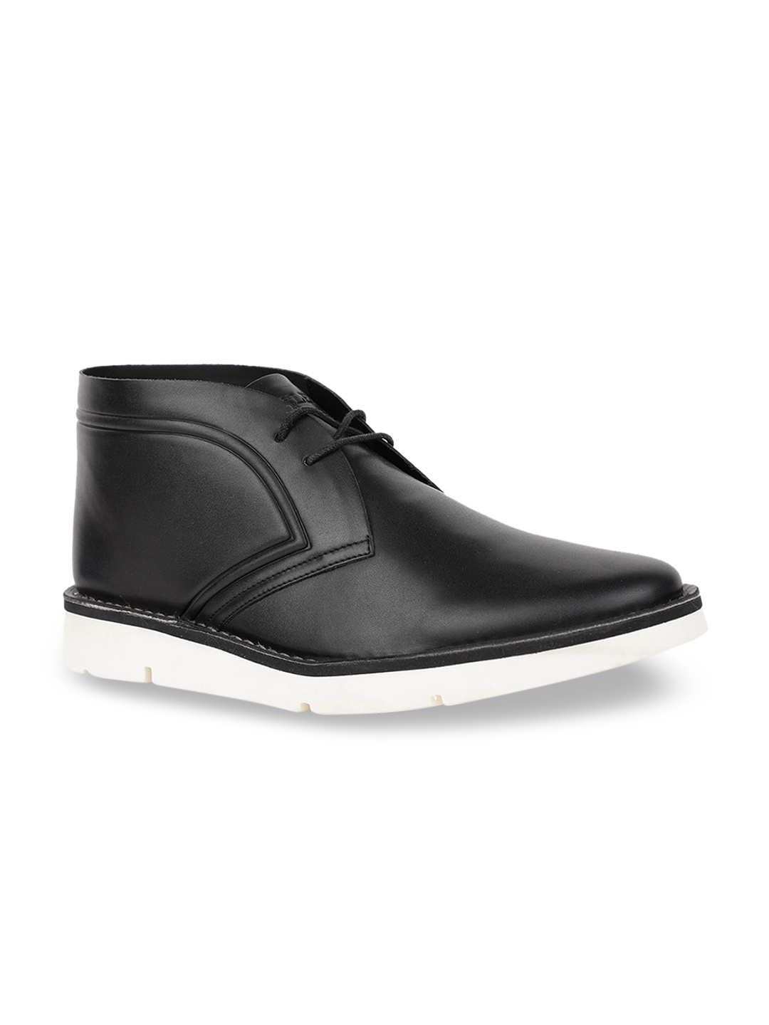 

Bata Men Black Solid Leather Derbys