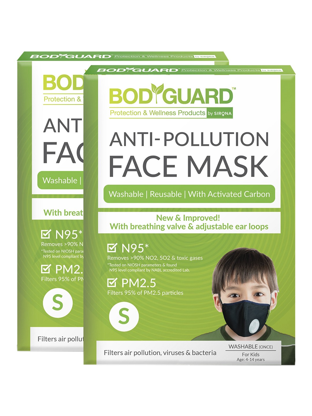 

Bod Guard Unisex Pack of 2 Black 6-Ply Reusable N99 PM2.5 Anti-pollution Masks
