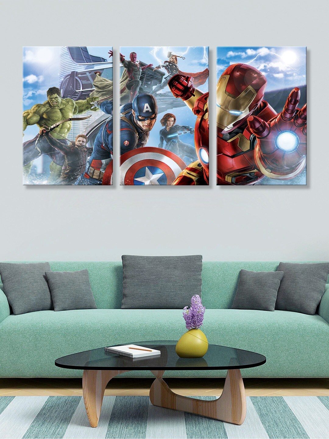 

999Store Set of 3 Multicoloured Avengers Painting Wall Art, Multi