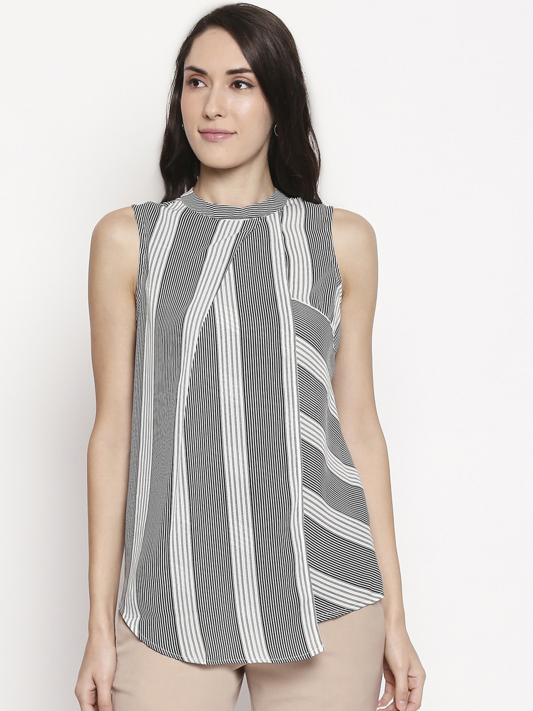 

Annabelle by Pantaloons Women White & Black Striped Top