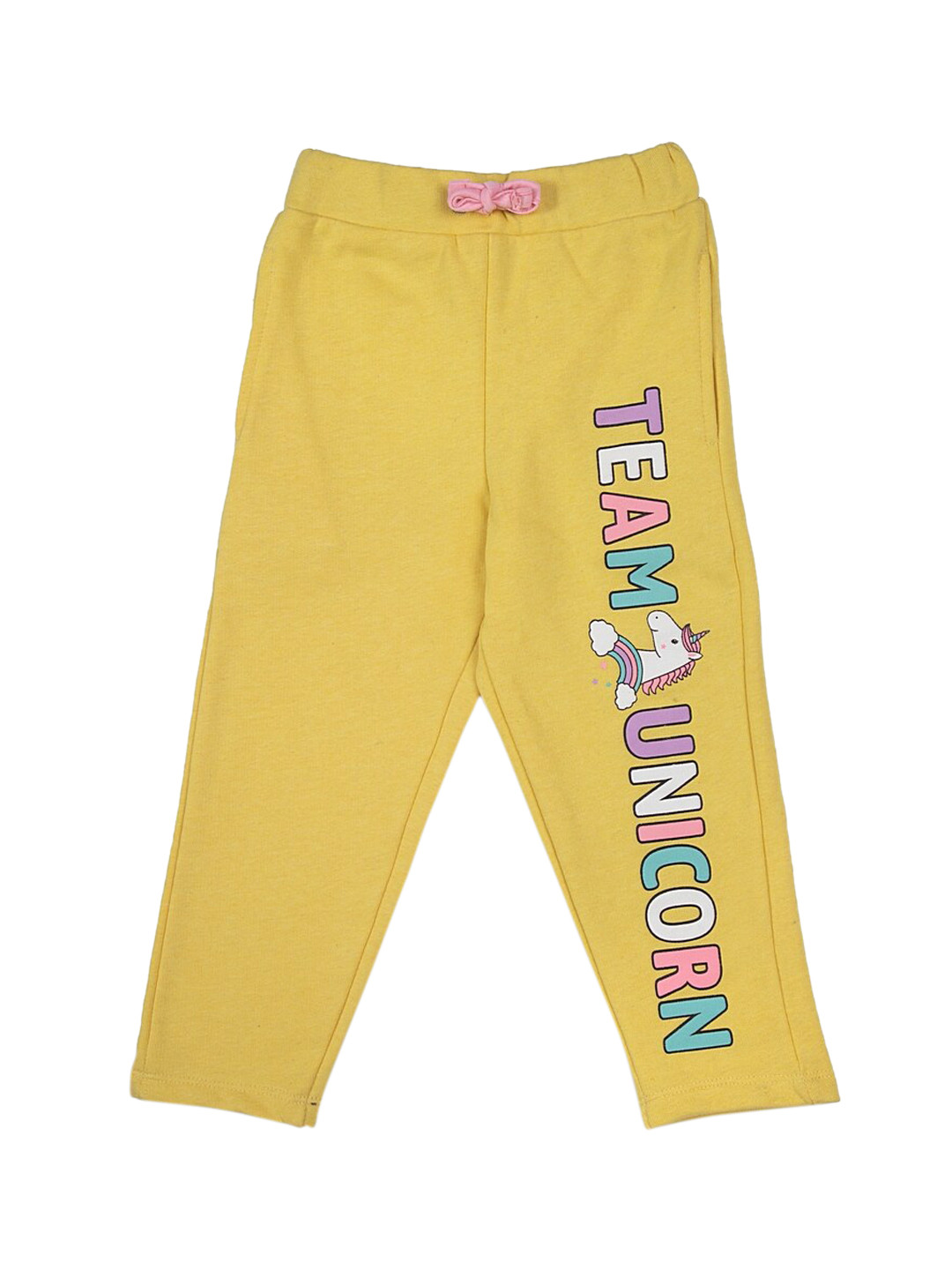 

Lazy Shark Girls Yellow & Pink Printed Straight-Fit Track Pant