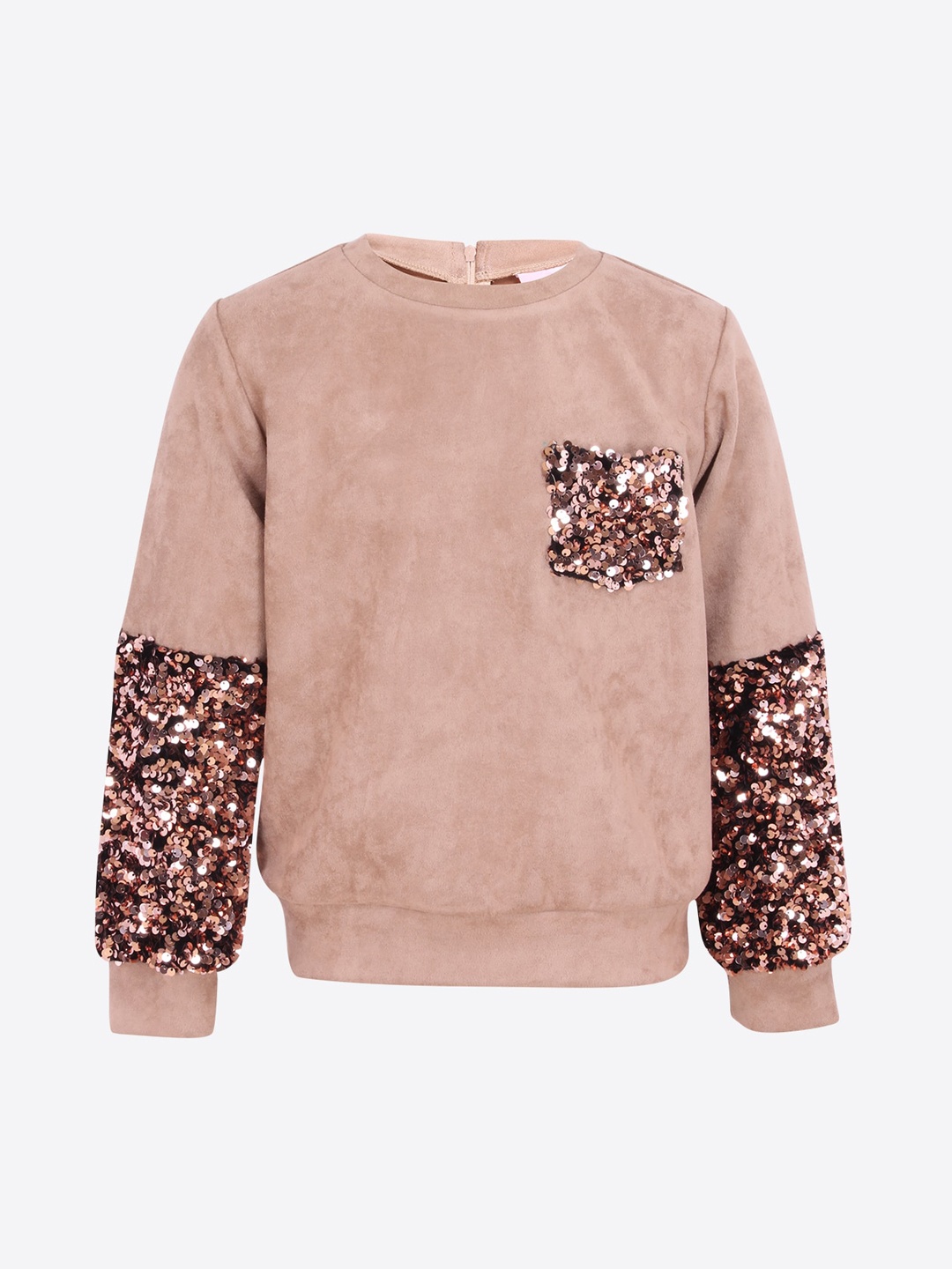 

CUTECUMBER Girls Beige & Brown Embellished Sweatshirt