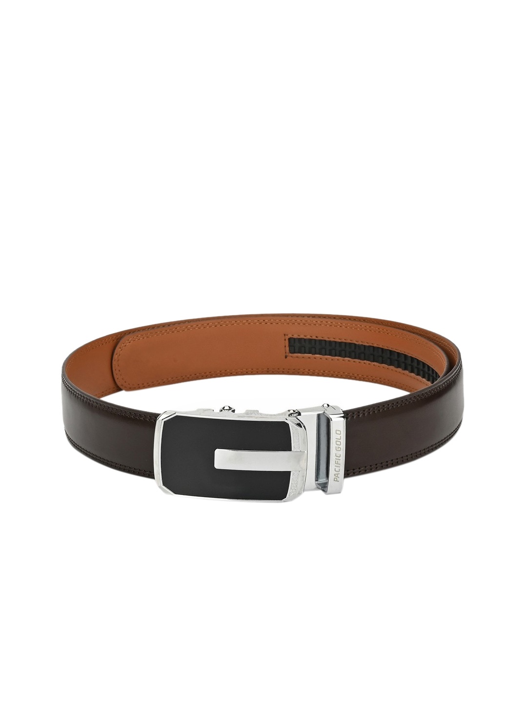 

Pacific Gold Men Brown Solid Leather Belt